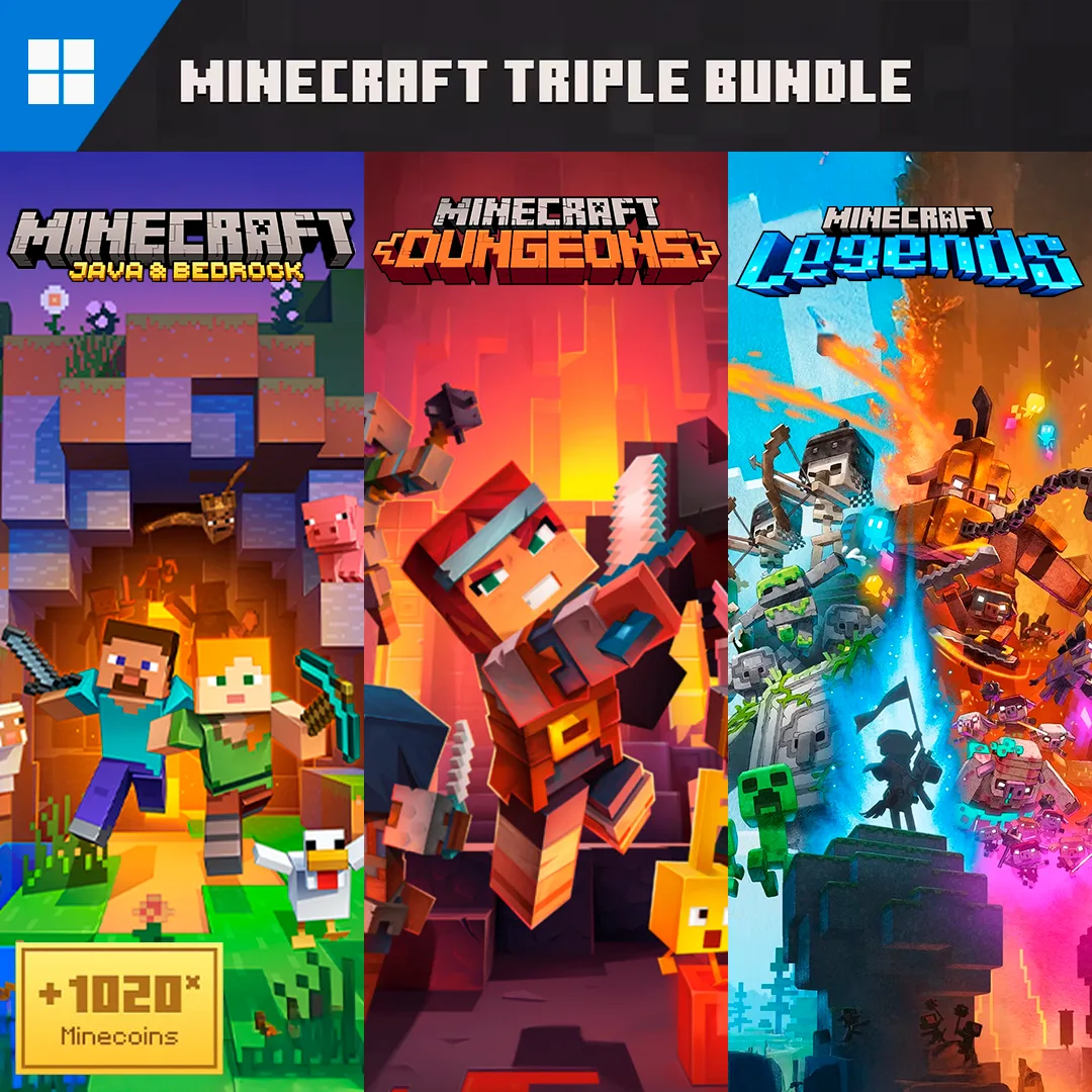 Minecraft Triple Bundle - PC: Minecraft, Dungeons e Legends (código digital BR)