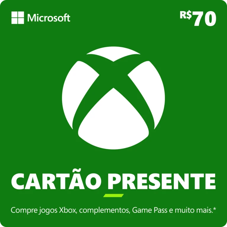 Cartão Presente do Xbox: R$70
