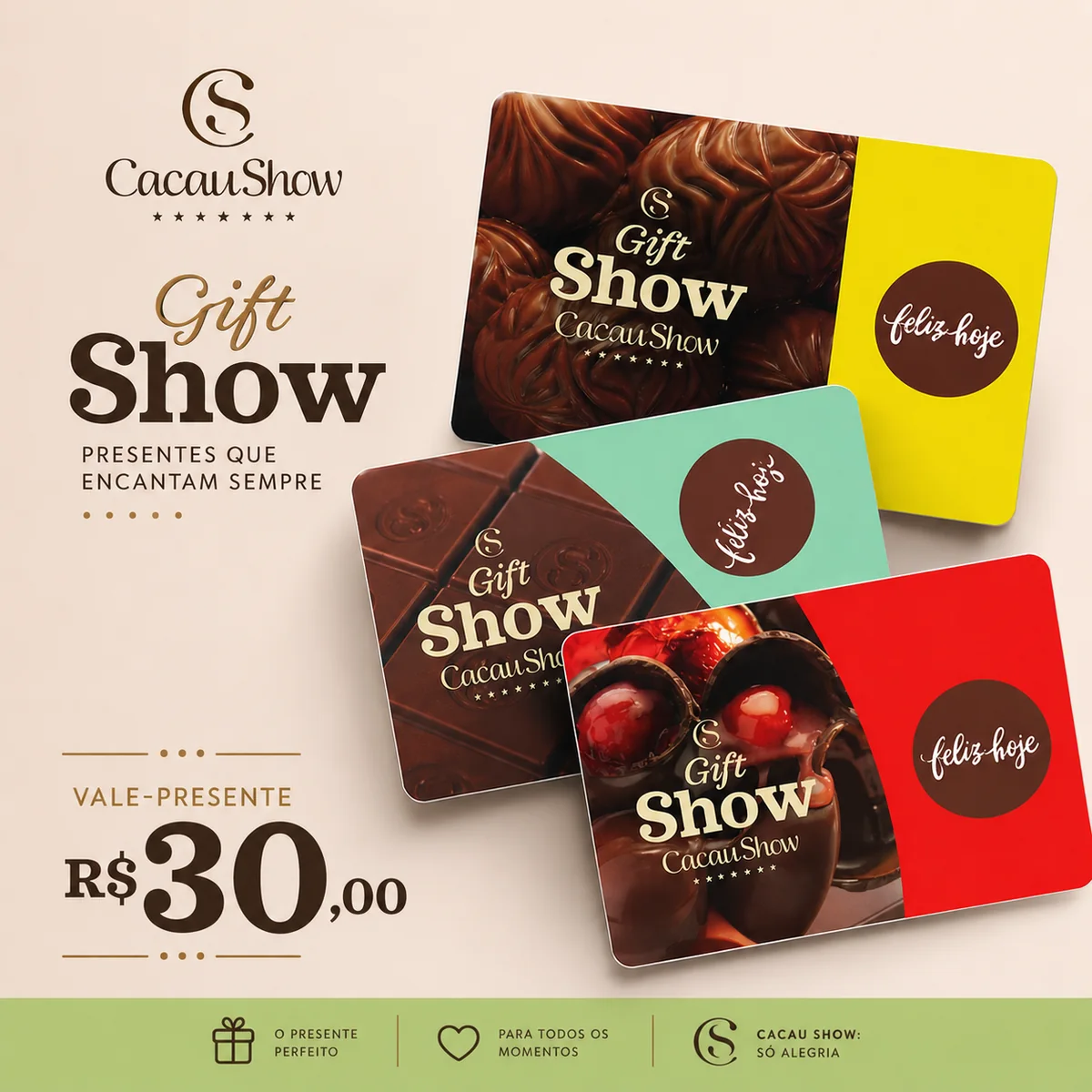 Gift Card Digital Cacau Show R$30 Capa do produto Gift Card Digital Cacau Show R$30