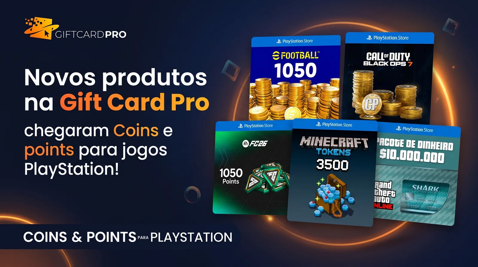 Novos Gift cards na Gift Card Pro: Points e Coins para Playstation
