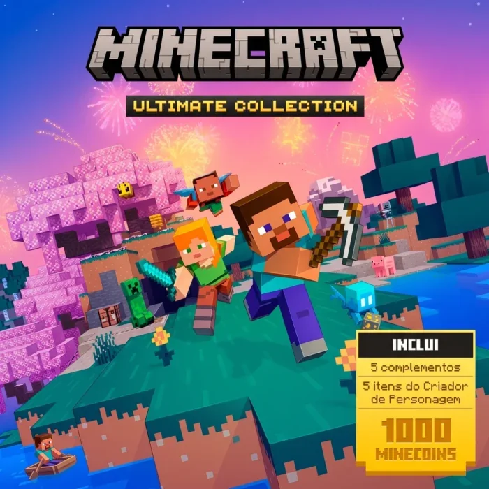 capa do Minecraft: Java & Bedrock Deluxe Collection (PC)
